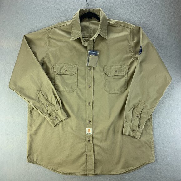 Bocomal Other - Bocomal Mens Shirt 2XL XXL Khaki Button Up Welding Fire Resistant Cotton Twill